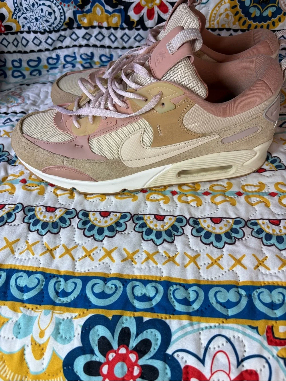 Nike Peach and Pink Lace-Up Sneakers